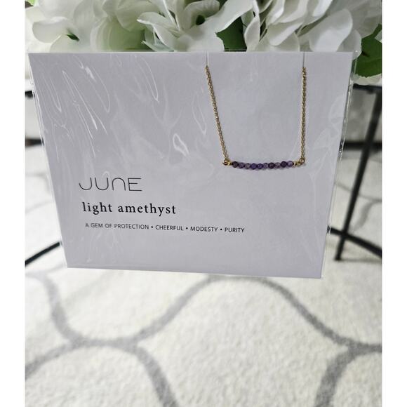 14K Gold Dipped June Light Amethyst Beaded Necklace New - Picture 4 of 4